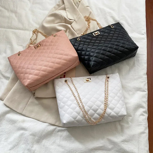 Tote Bags for Women | PU Leather Diamond Lattice Handbag & Large Capacity Underarm Shoulder Bag Luxegan