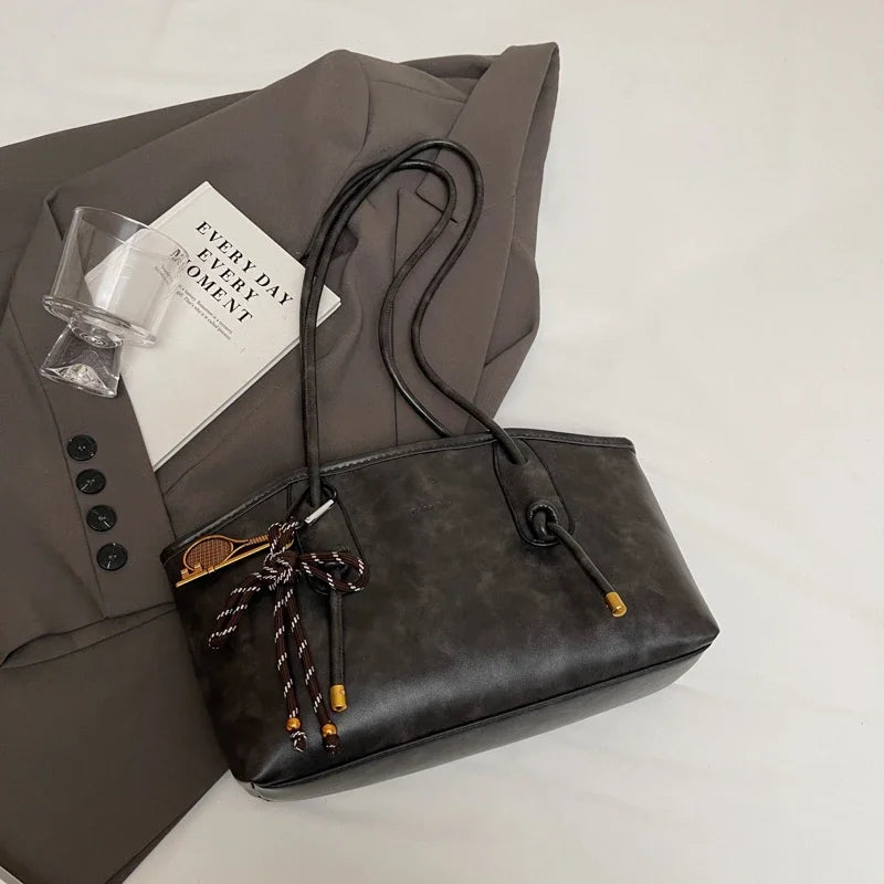 Retro Y2K Soft PU Leather Crossbody Tote Luxegan