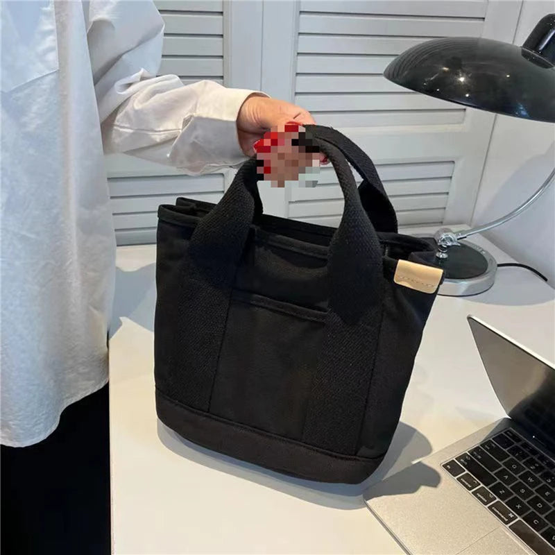 Women's Tote Bag Canvas Sewing Thread | Large Capacity Advanced Sense Handbag & Convenient Practical Female Commuter Bag Luxegan