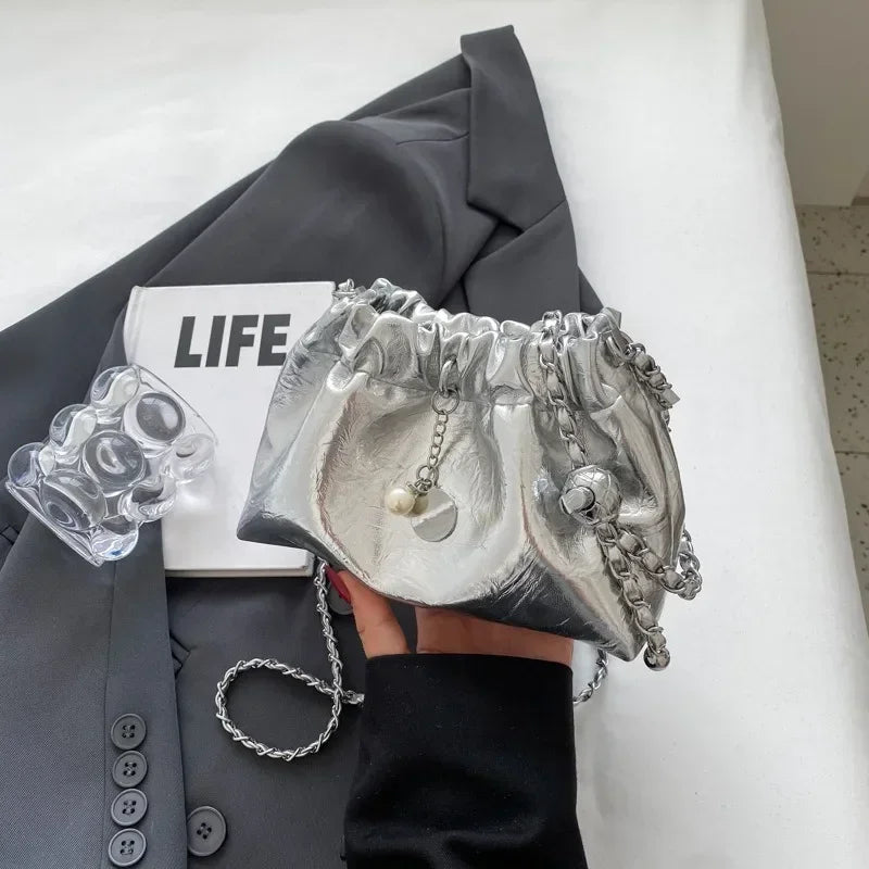 Y2K Millennium Soft Bucket Bag | Fashion Chain Shoulder Crossbody Luxegan