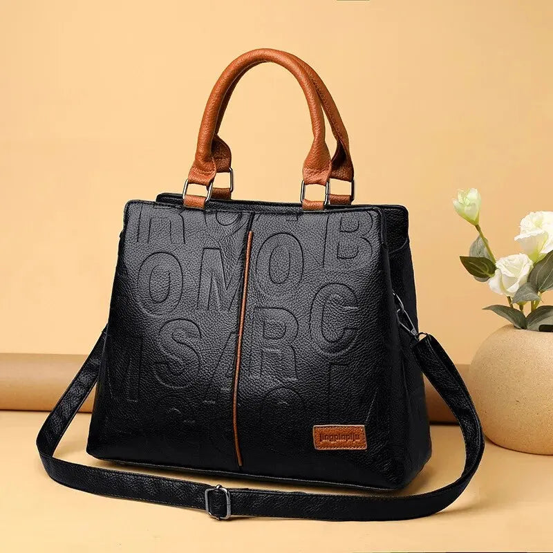 Women's Luxury Designer PU Leather Crossbody Bag | Large Capacity Casual Travel Handbag | Premium Microfiber Synthetic Leather Shoulder Tote | Multi-Compartment Zippered Daily Purse Luxegan