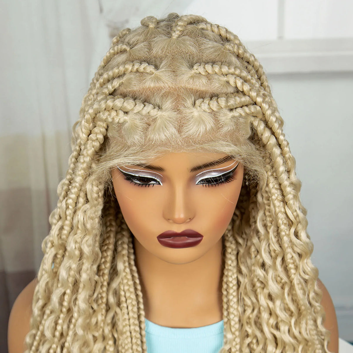 36 Inch Boho Knotless Box Braid Wig | Full Lace | Curly Ends