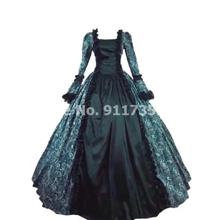 Victorian Renaissance Ball Gown – Square Neck, Flare Sleeve, Floor-Length, Empire Waist