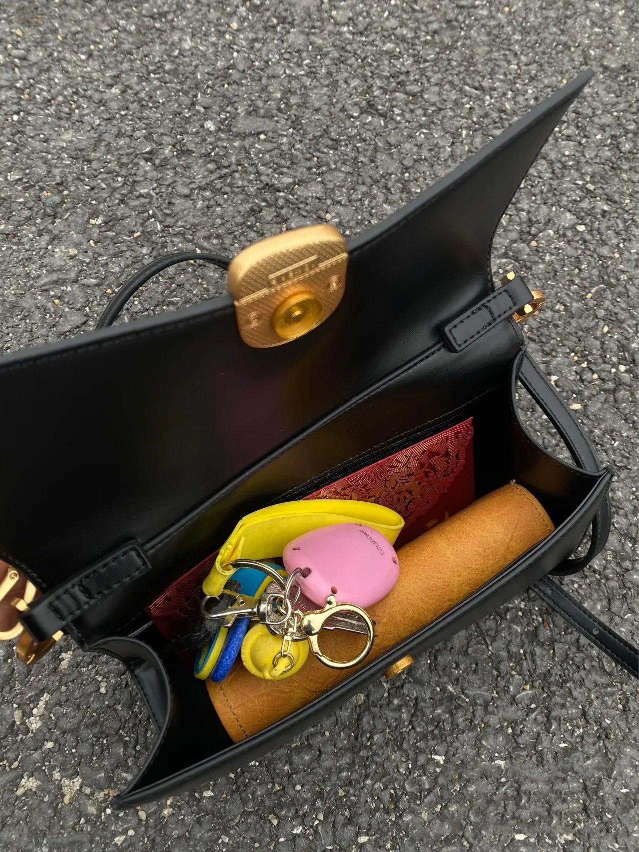 Structured PU Leather Flap-Lock Bag Luxegan