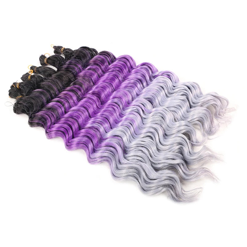 20" Deep Curly Crochet Braiding Hair | Deep Wave Bulk Synthetic Braid Extensions | 23 Colors