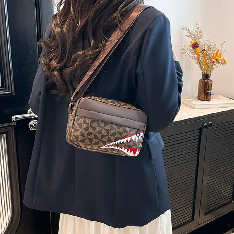 Bolso cruzado creativo con boca de tiburón, monedero simple, bolso para teléfono móvil, bolso cruzado informal de moda, bolso cuadrado pequeño de gran capacidad
