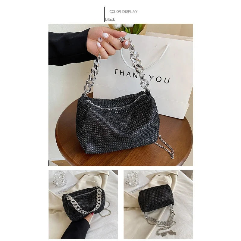 Korean Fashion Bright Diamond Hobo Messenger Bag Luxegan