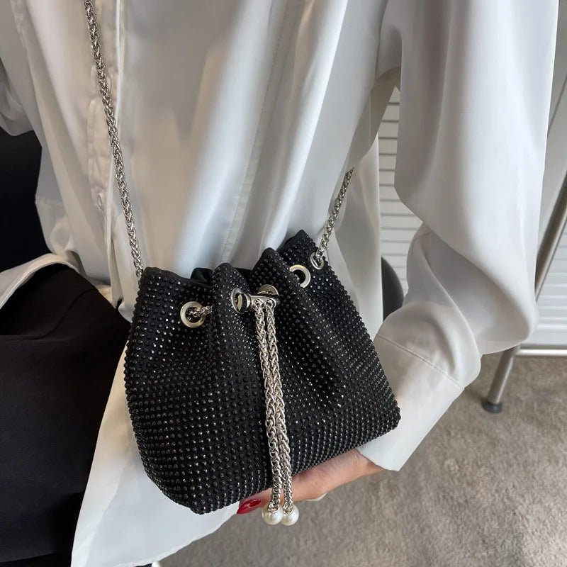 Women's Luxury Design Shopper Tote | Large-Capacity PU Leather Rhinestone Handbag Luxegan