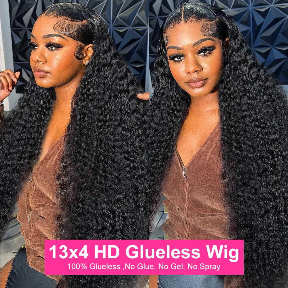 Water Wave Glueless Wig | Sophisticated HD Lace "Wear & Go" Silhouette | Elegant 250% Density Deep Wave Hairpiece | "Dignified" Swiss Lace Brazilian Human Hair Wig for Radiant Versatile Styling Luxegan