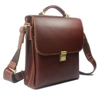 Luxury Genuine Leather Men's Briefcase | Sophisticated "Bull Leather" Silhouette | 15-inch Laptop Portfolio & Messenger Bag | "Dignified" High-Performance M019 Document Bag for Radiant Versatile Styling Luxegan