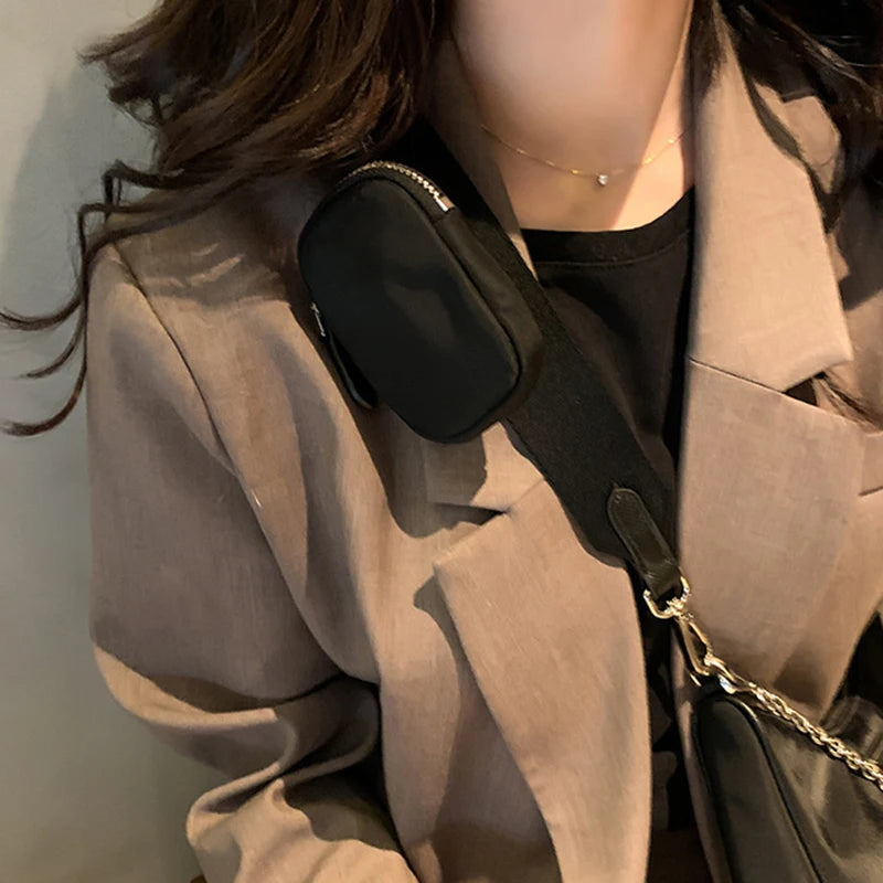 Casual Nylon Waterproof Shoulder Hobo Bag | Fashion Cool Black Chain Handbag Luxegan