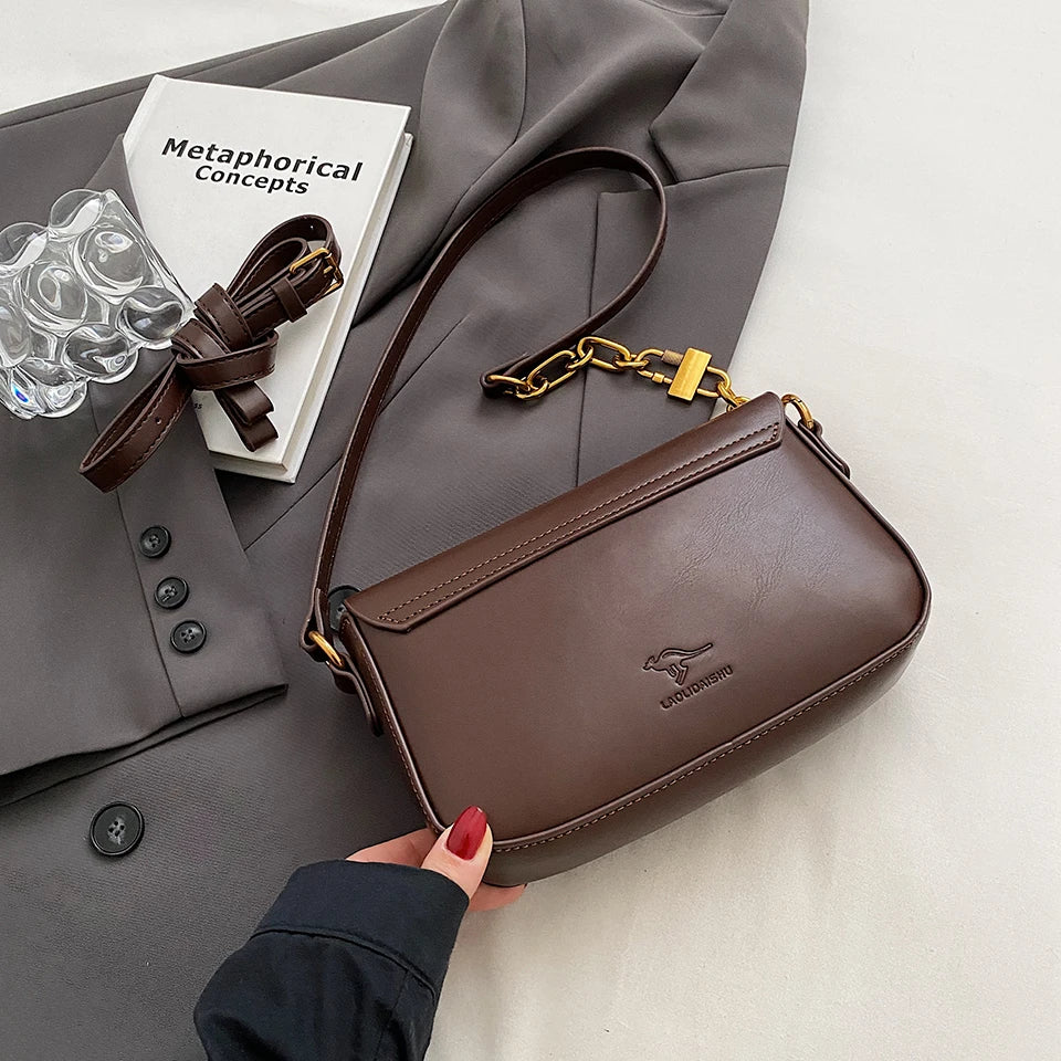 Retro Small PU Leather Bag Women's | Original Fashion Lock Crossbody Shoulder Sac & Senior Handbag Underarm Bag (Designer) Luxegan