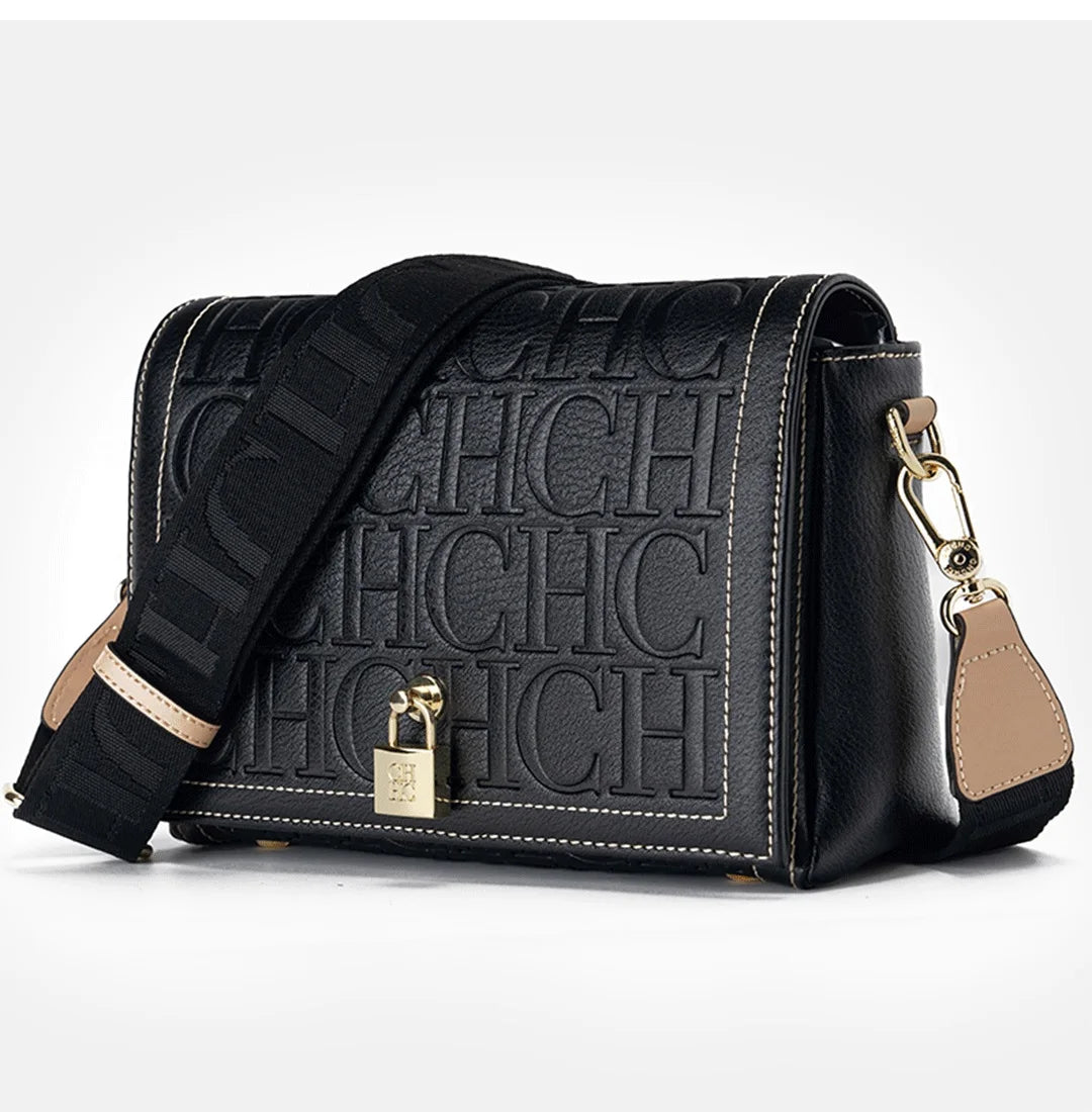 Elegant Letter Print Crossbody Bag | Niche Designer Satchel