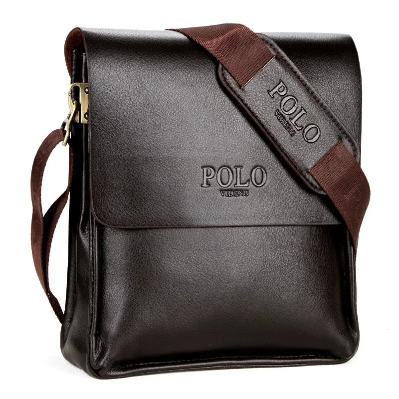 Polo Vertical Men's Crossbody Bag | Leisure Business Single Shoulder Bag (PU Leather, Solid, Versatile Trend) Luxegan