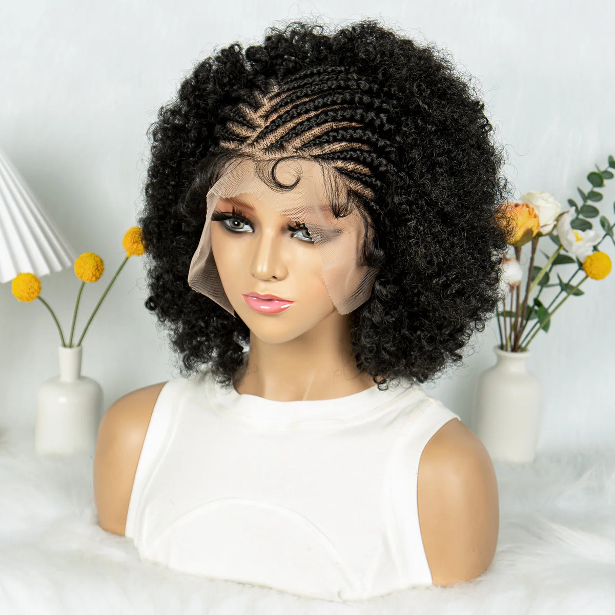 KIMA Peluca trenzada de caja nueva Pelucas sintéticas de encaje completo Longitudes cortas para mujeres negras Hombres Peluca trenzada con pelo de bebé Pelucas trenzadas de caja