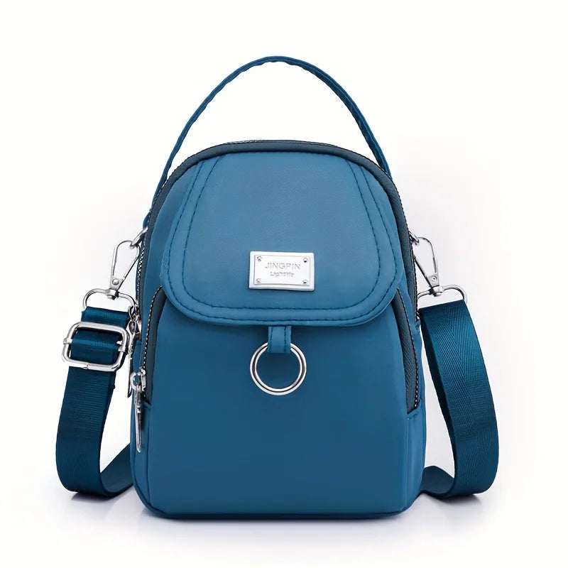 Lightweight Nylon Women's Crossbody Bag | Sophisticated Casual Mini Handbag | Elegant Messenger Bag with Multiple Zip Compartments | Luxury Multi-Functional Square Purse with Detachable Shoulder Strap Luxegan