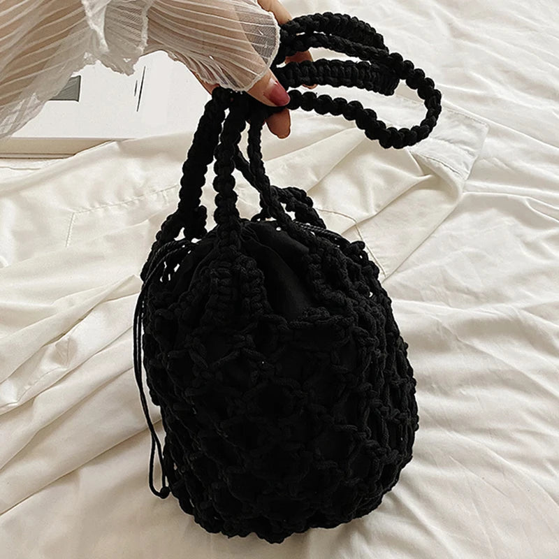 Small Design Straw Woven Bag Women New Summer High Grade Handbag | Water Bucket Bag Hot Selling Westernized Beach Crossbody Bag Luxegan