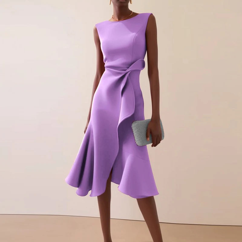 Women's Sleeveless Ruffle A-Line Dress Luxegan