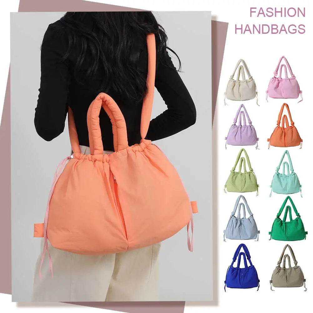 Women's Large Nylon Puffer Tote & Crossbody Bag with Adjustable Strap Luxegan