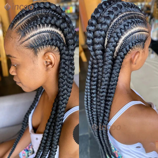 36 Inch Jumbo Knotless Box Braid Cornrow Wig | Full Lace