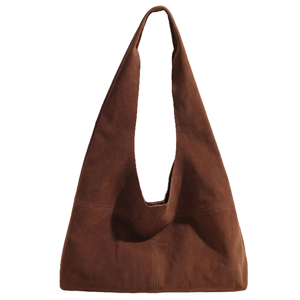 Women's Faux Suede Tote Bag | Vintage Large Capacity Shoulder & Underarm Handbag (Designer Style, Simple Commuting Bag) Luxegan