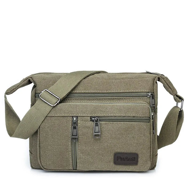 Men's Fashion Canvas Shoulder Bag | Sophisticated Casual Travel Tote | Elegant High-Quality Crossbody Messenger Bag | "Dignified" Soft Canvas Satchel for Professional and Leisure Versatility Luxegan
