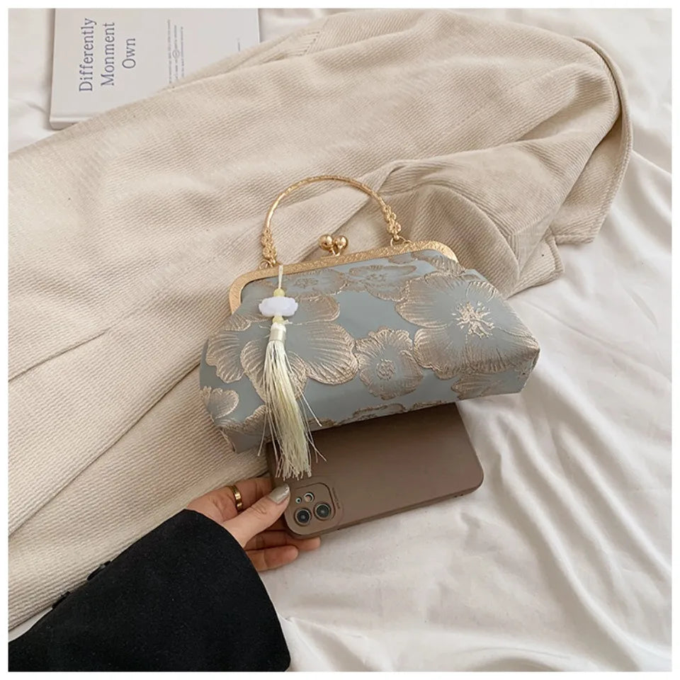 Chinese Style Embroidered Shoulder Bag | Retro Small Square Handbag & Luxury Evening Clutch Luxegan