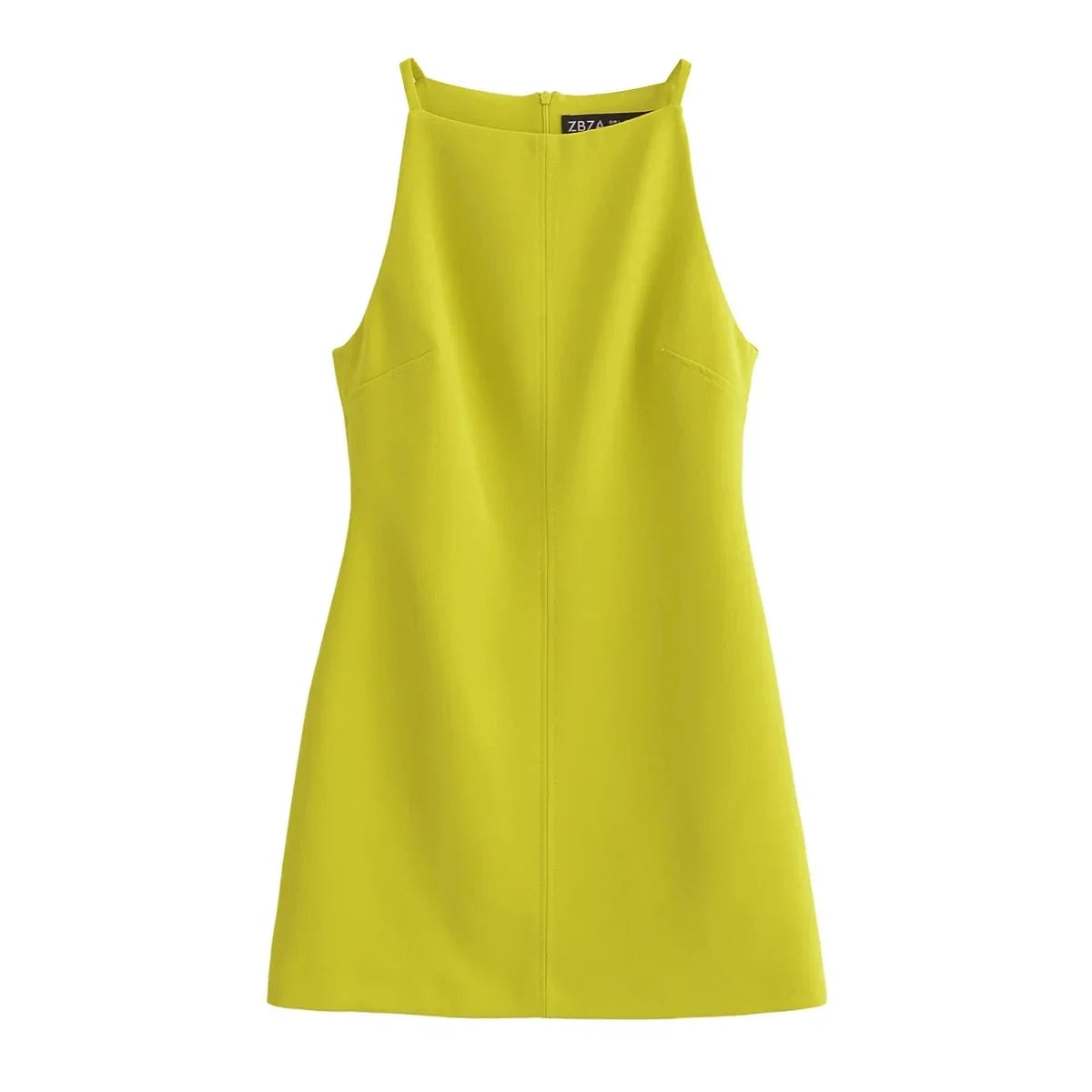 Summer Off-Shoulder Slip Dress | Sexy Solid Color Sleeveless TANK Gown | Elegant High Street Zipper Accent Above Knee Mini Dress | Premium Tatting Regular Fit Straight Luxegan