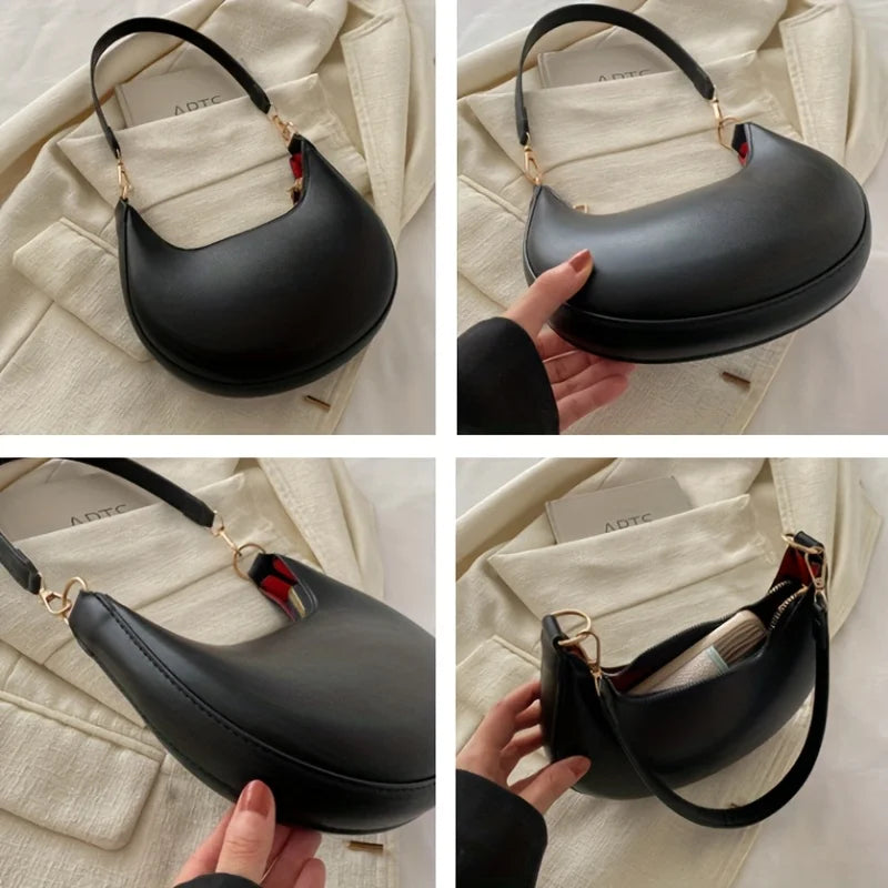 New Fashionable High-End Moon-Shaped Baseball Bag | Luxury Women's Single Shoulder Bag (Sequined Vintage Handbag) Luxegan