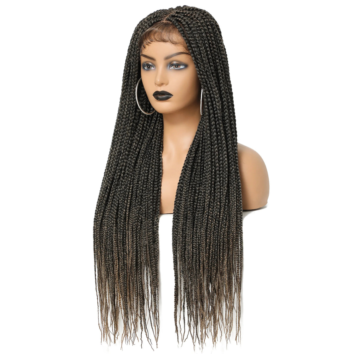 Long Box Braided 4x4 Lace Wigs With Baby Hair Twist Braids Lace Closure Wigs For Black Women Synthetic Cosplay Wig 30 Inch Luxegan