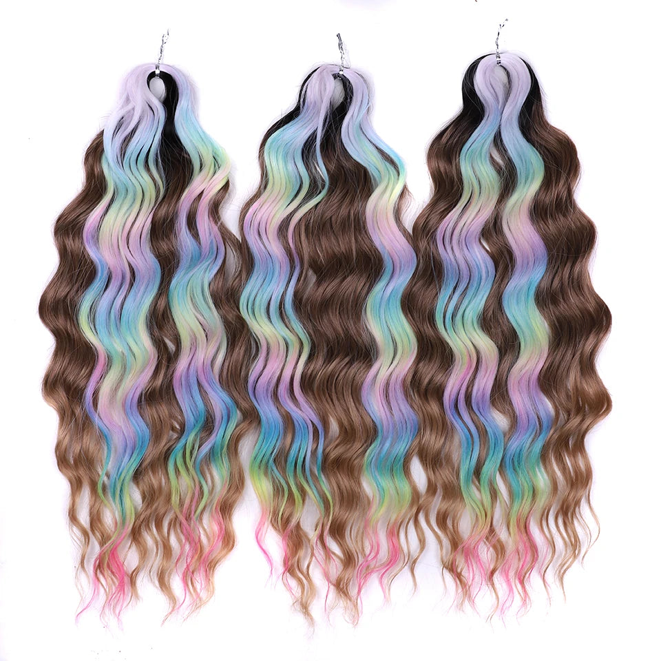 Synthetic Anna Curl Water Wave Crochet Braiding Hair – 24 Inch | 300g | 60 Strands | 88 Ombre & - view 91