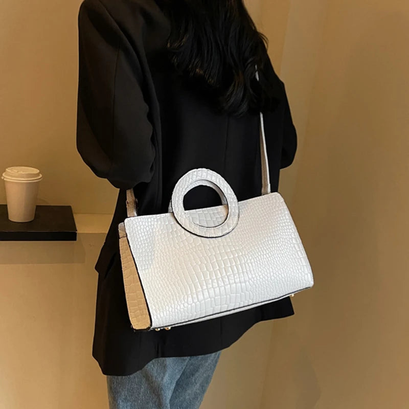 Luxury Crocodile Pattern Women's Handbag | Fashion Shoulder & Crossbody Bag (Famous Brand Designer PU Leather, Large Capacity) Luxegan