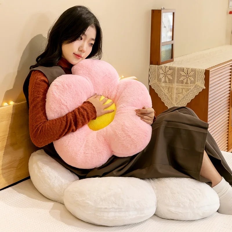 Circular Flower Shape Chair Cushion | Sophisticated "Soft Nap" Floral Silhouette | Elegant Winter Thick Floor & Couch Pillow | "Dignified" High-Performance Memory Comfort for Radiant Versatile Styling Luxegan