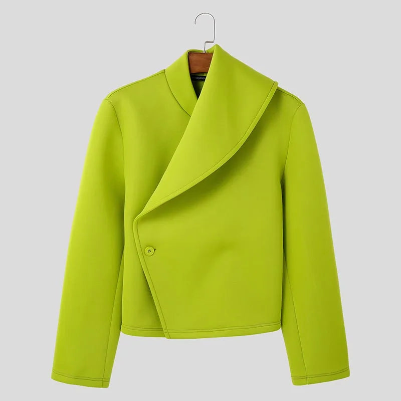 Men's Deconstructed Casual Jacket | Single Button Loose Coat