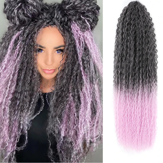 Afro Curls Deep Wavy Twist Crochet Hair Extensions – Ombre Synthetic Braiding Hair for Women