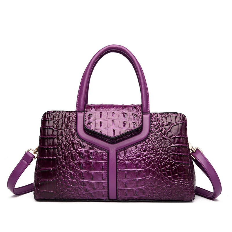 New Leather Women's Messenger Bags | Crocodile Female Crossbody Shoulder Handbags & High Quality Ladies Totes Luxegan