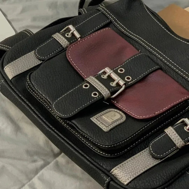 Y2K Vintage Crossbody Bag Women's Tote | High Quality PU Leather Shoulder Bag & Hip Hop Messenger Bag (Female Large Handbag Commuter) Luxegan
