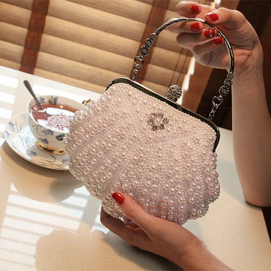 New Shell Pearl Rhinestone Dinner Bag | Sophisticated "Bride Dress" Silhouette | Elegant Banquet Small Diagonal Bag | "Dignified" High-Performance Beaded Essential for Radiant Versatile Styling Luxegan