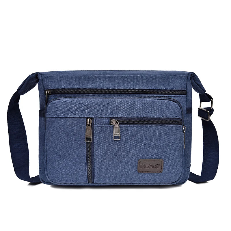 Men's Fashion Canvas Shoulder Bag | Sophisticated Casual Travel Tote | Elegant High-Quality Crossbody Messenger Bag | "Dignified" Soft Canvas Satchel for Professional and Leisure Versatility Luxegan