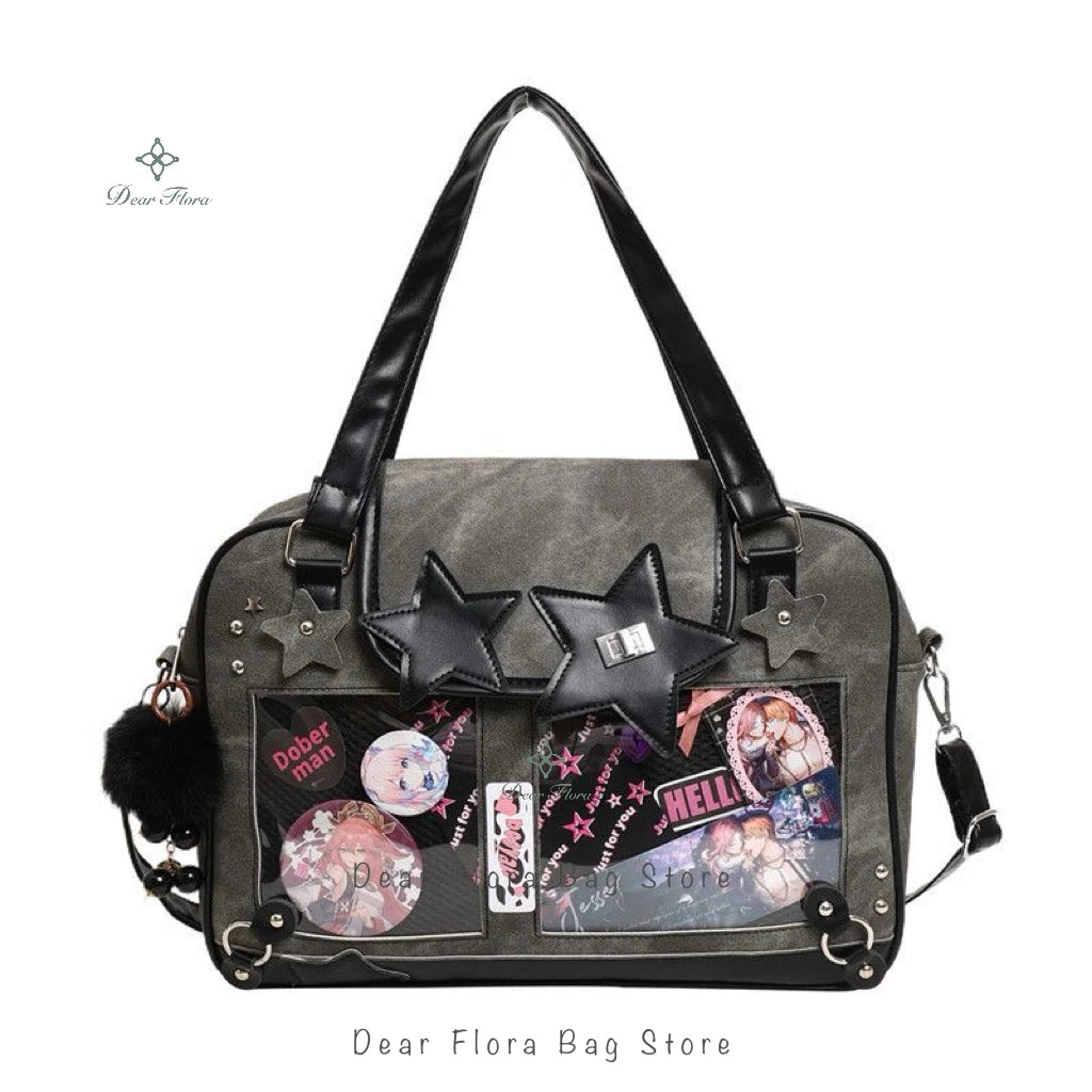 Y2K Trendy Star Ita Bag | Lolita Girl Transparent Display Crossbody | Fashionable DIY Star-Shaped Satchel | Cute Women's Shoulder Bag & Anime Purse (Model 210) Luxegan