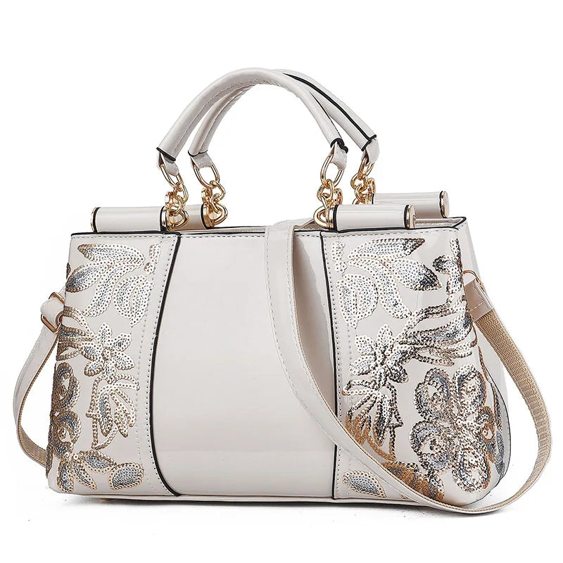 New Patent Leather Shiny Women’s Bag | Luxury Designer Atmospheric Handbag | High-Gloss Fashion Shoulder & Messenger Bag | Sophisticated Large Capacity Saffiano Satchel (Model 19NBY-124) Luxegan