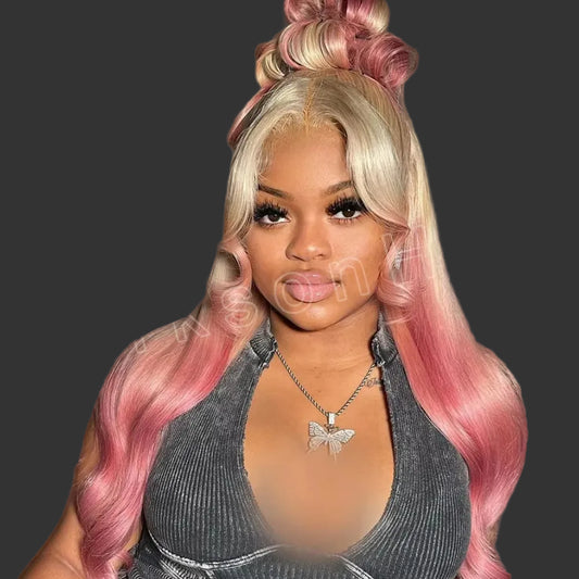 Honey Blonde Highlight 613 Lace Front Wig | Ultra-Thick 250% Density Bone Straight Brazilian Remy Human Hair Wig | 13x6 & 13x4 Transparent Swiss Lace T-Part Frontal Wig for Women Luxegan