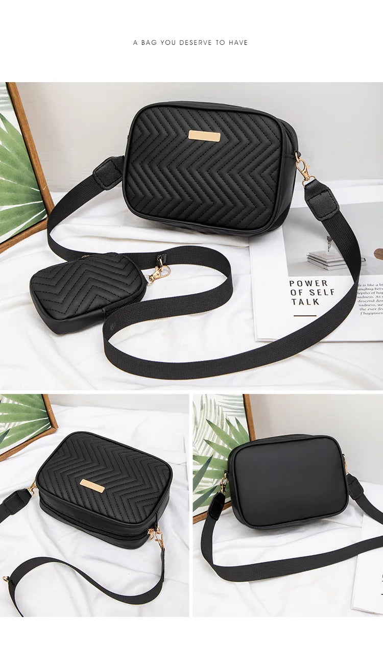 V-Embroidered Niche Bag | Casual Small Square Camera & Messenger Bag Luxegan