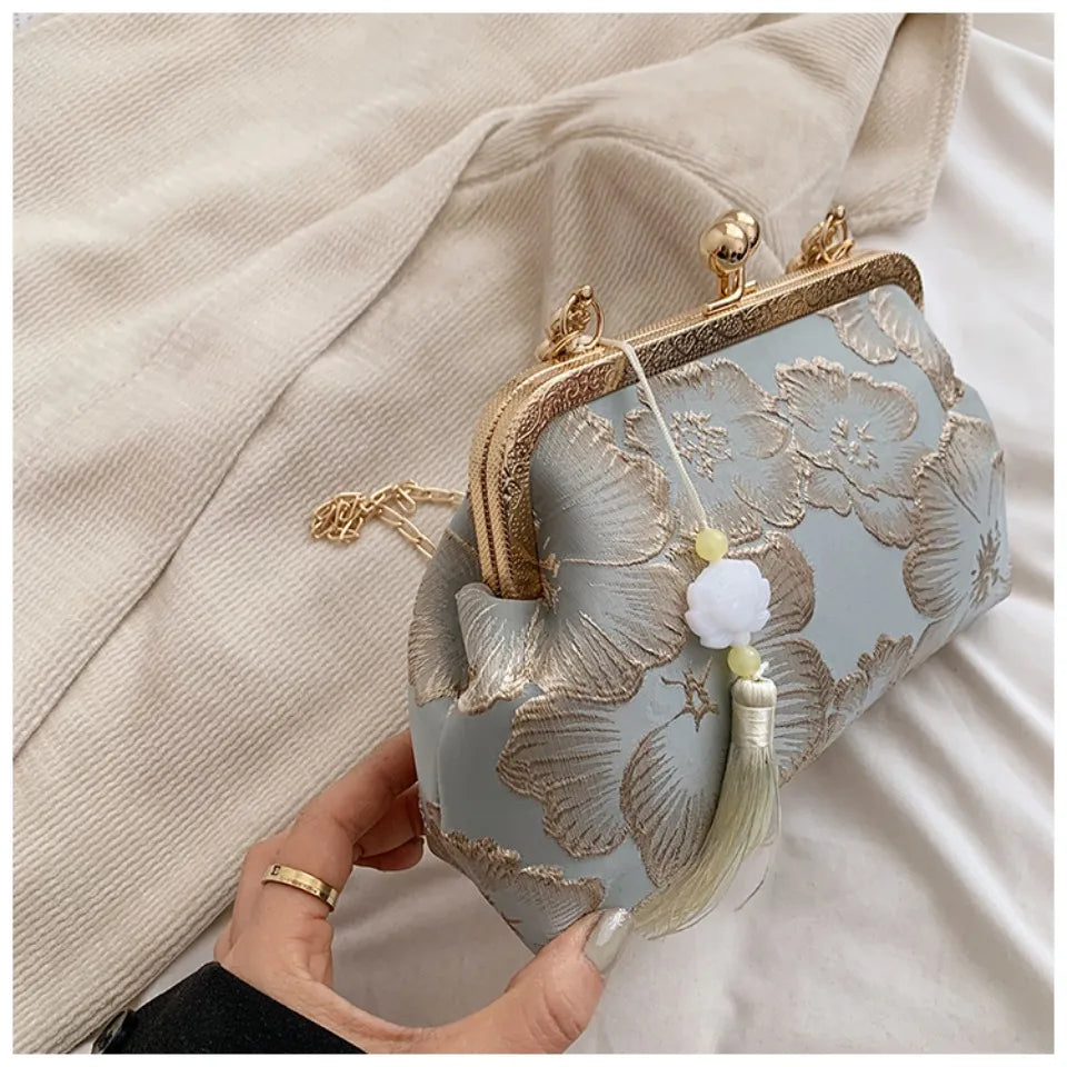 Chinese Style Embroidered Shoulder Bag | Retro Small Square Handbag & Luxury Evening Clutch Luxegan