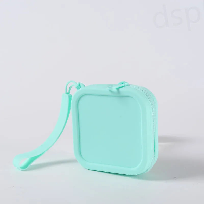 Silicone Solid Square Organizer | Zipper Waterproof Mini Wallet & Earphone Case Luxegan