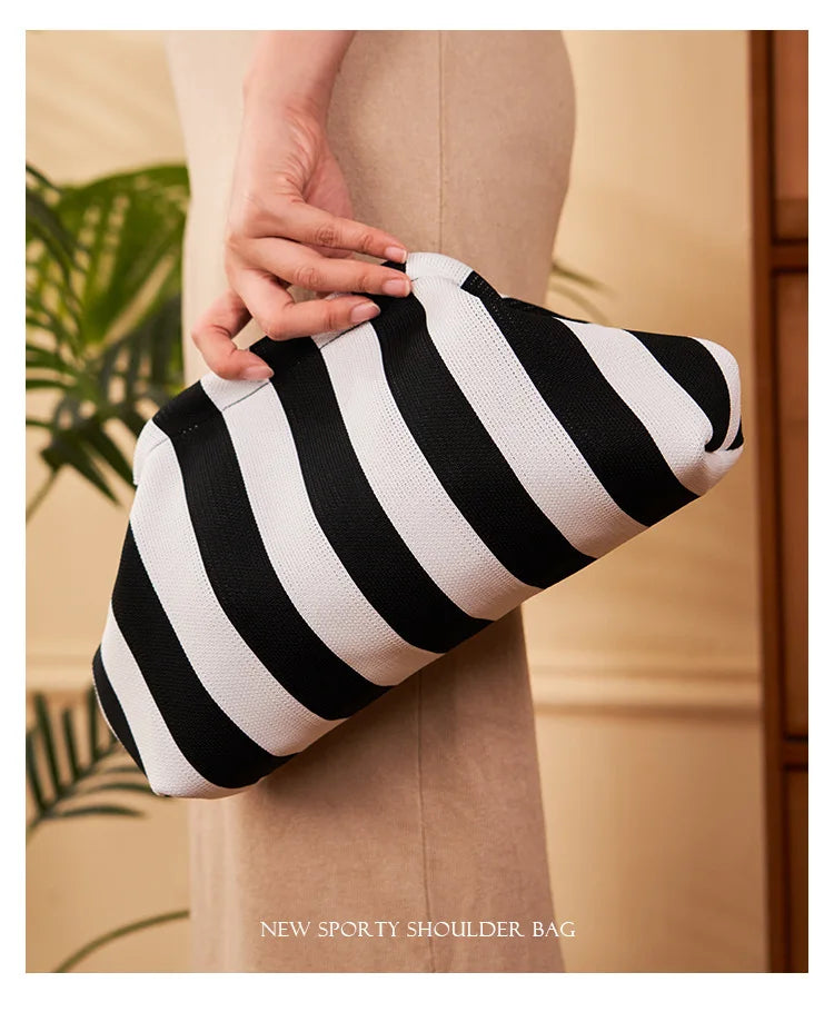 Cotton Woven Shell Clutch | Soft Casual Ruched Colorblock Summer Bag Luxegan