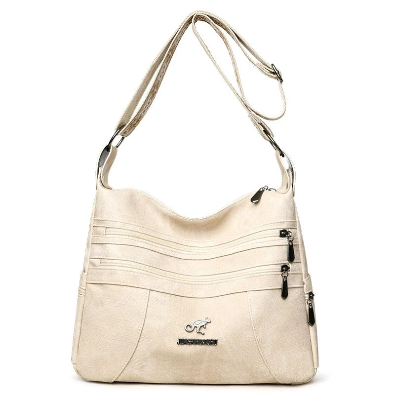 Vintage Style Shoulder Bag | Multi-Layer Crossbody Bag & Casual Faux Leather Handbag Luxegan