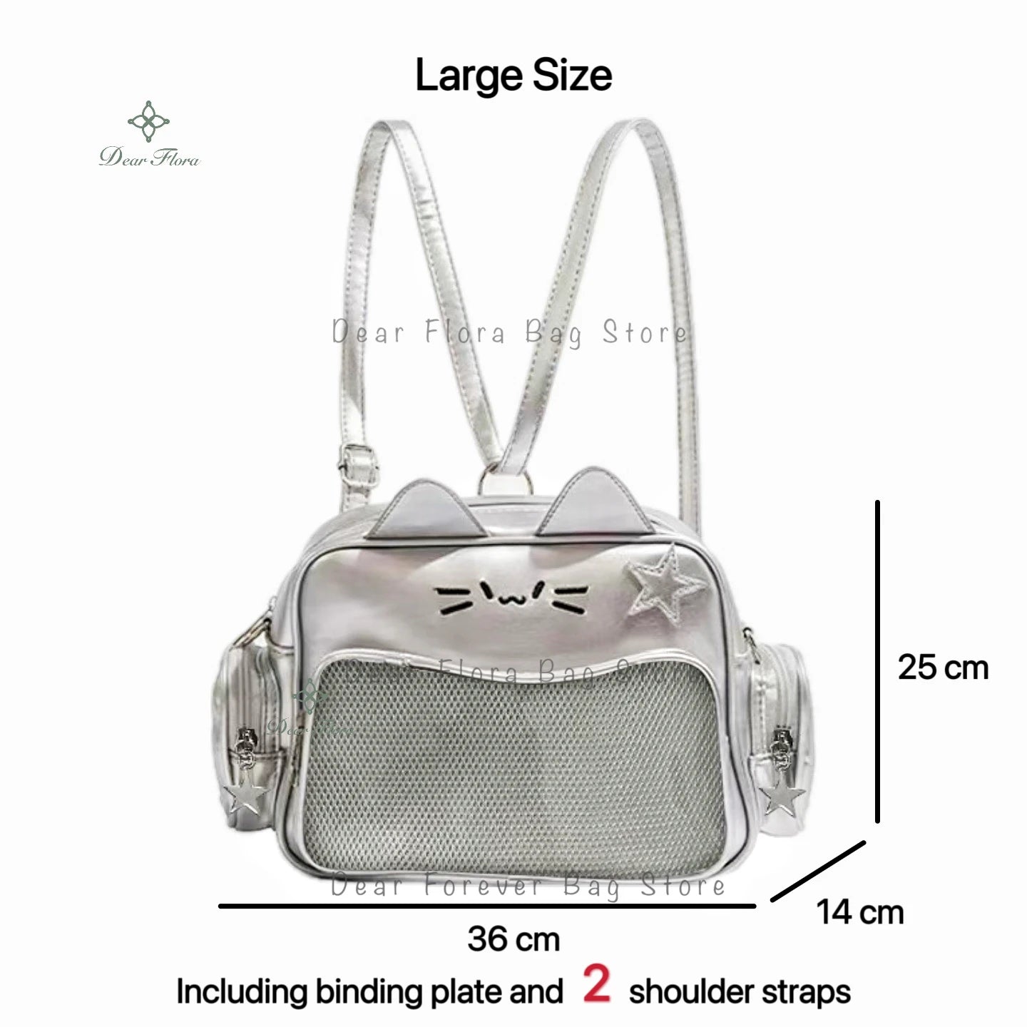 New Y2K Korean Kawaii Cat Ita Bag | Cute Transparent Window PU Shoulder Bag | Harajuku Crossbody & Fashion Backpack for Girls (Model 180) Luxegan
