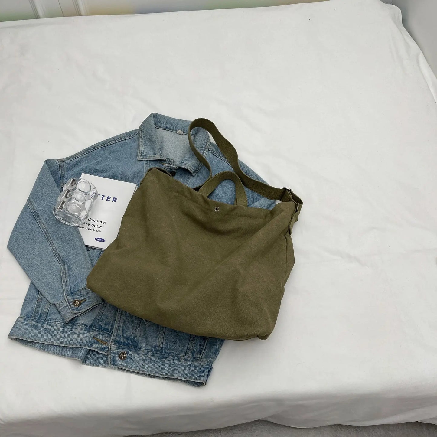 High-Quality Women’s Canvas Shoulder Bag | Large Capacity Cotton Cloth Shopping Tote | Durable Student Book Bag & Handbag for Girls Luxegan