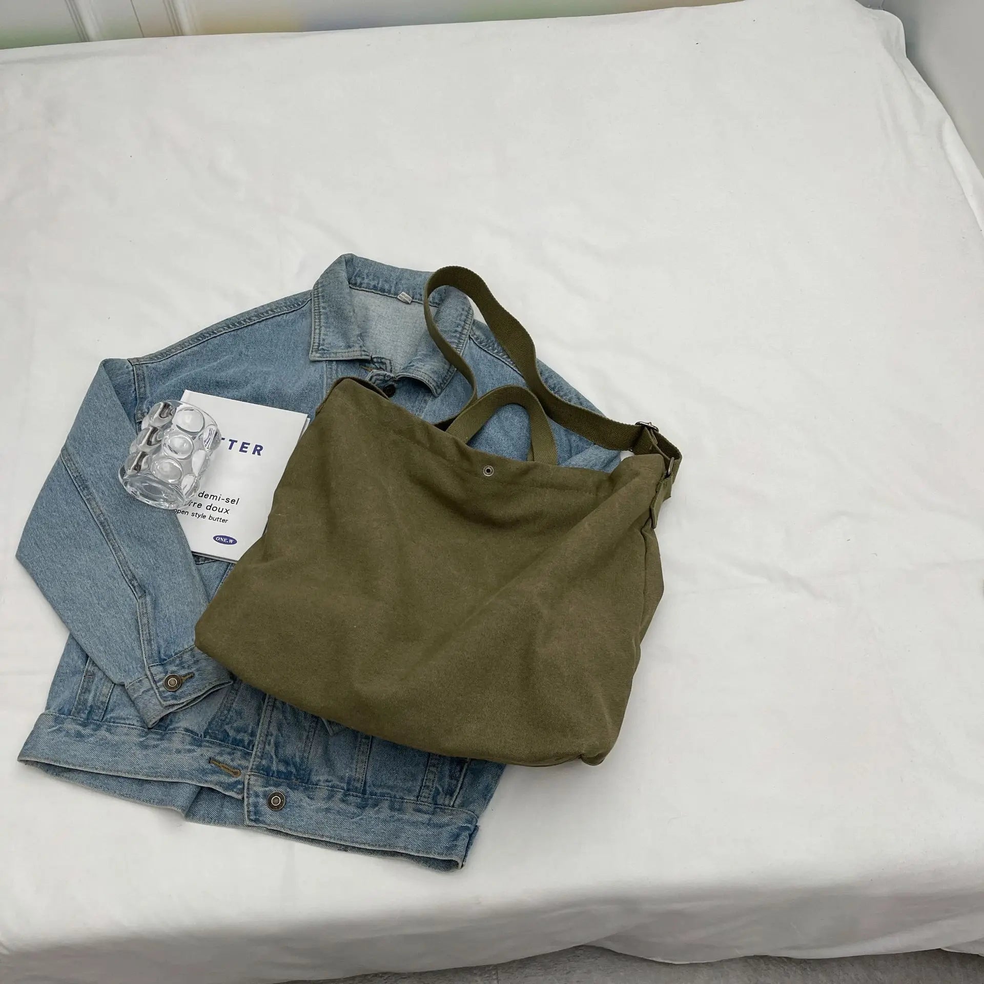 High-Quality Women’s Canvas Shoulder Bag | Large Capacity Cotton Cloth Shopping Tote | Durable Student Book Bag & Handbag for Girls Luxegan